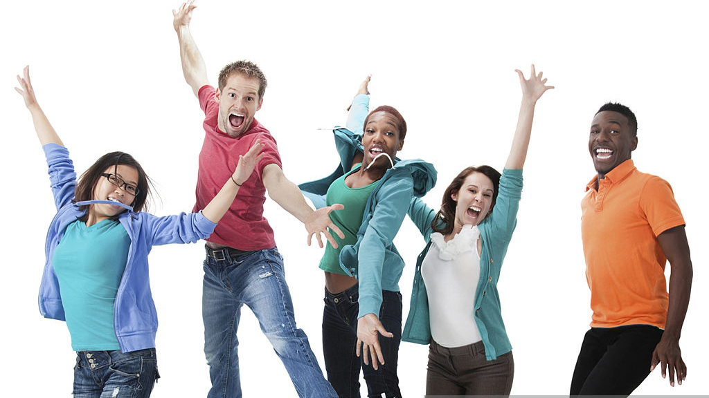 jumping young people